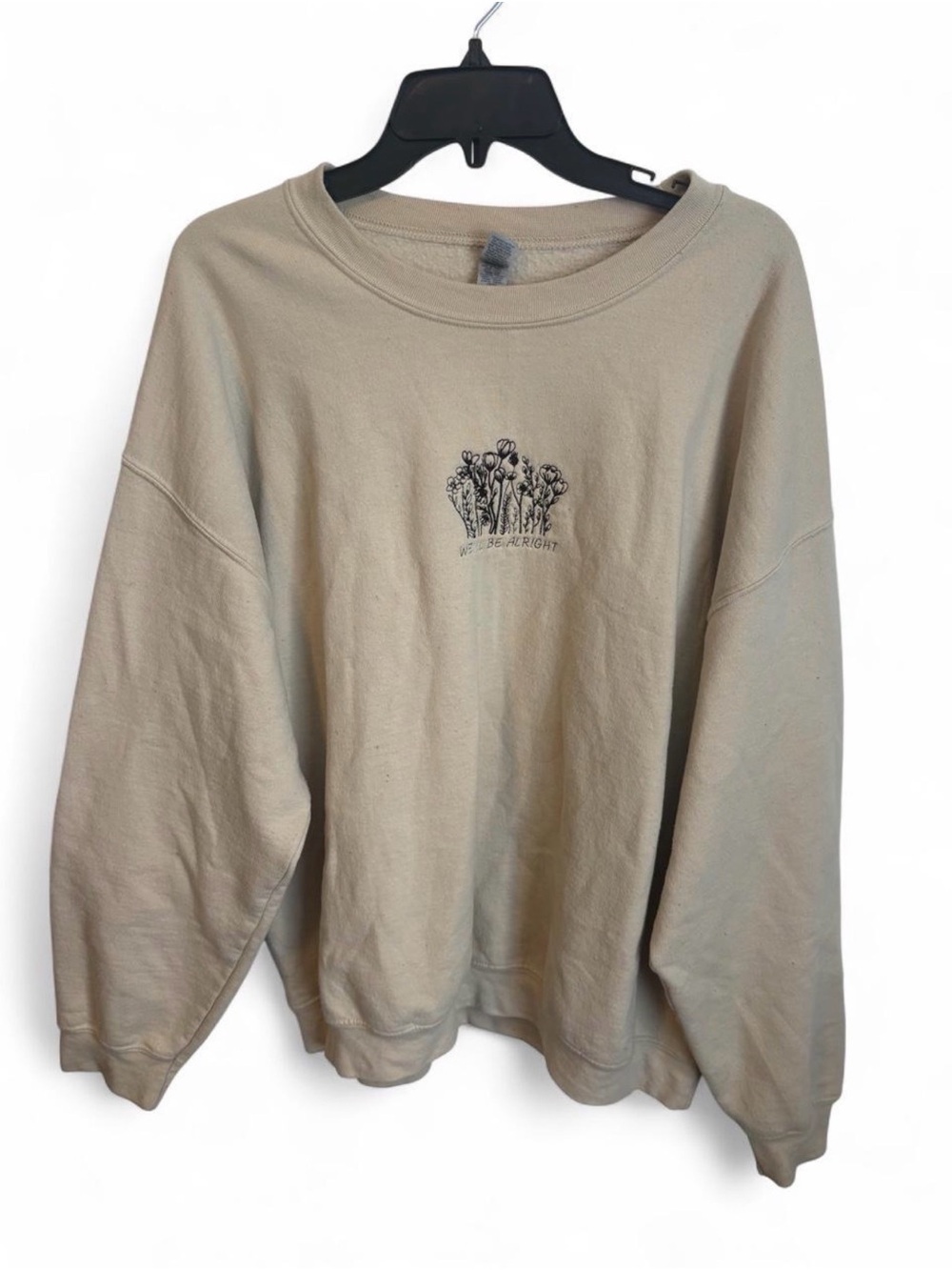 Gildan We’ll Be Alright Wildflower Graphic Crewneck Sweatshirt Tan XL